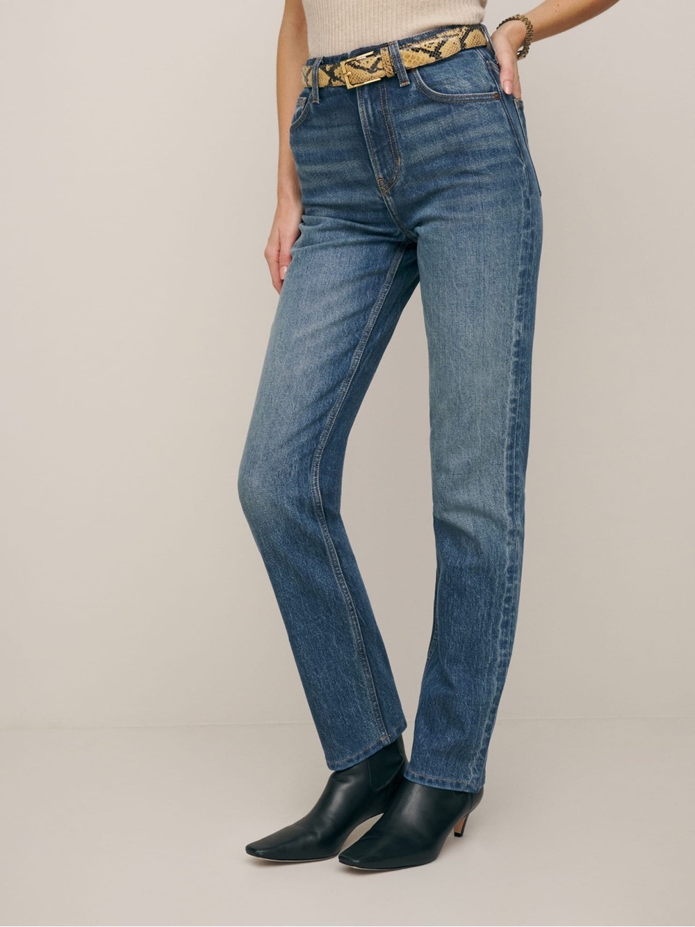 Reformation Liza Ultra High Rise Straight Jeans Size 27 in Champlain Medium Wash